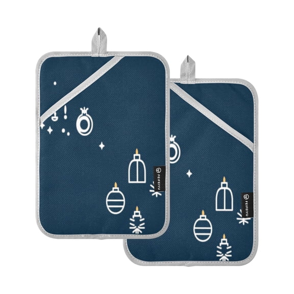 Festive Icons 7x9.8in Pot Holder Set Heat-Resistant Oven Hot Pads Durable with Storage Loop