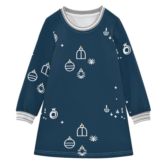 Festive Icons Girls'long-sleeved dress Thickened A-dress Warm Dress Basic Shirt Party Dresses