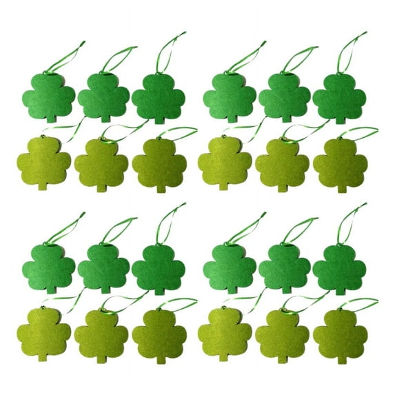 Festive Irish Charm Set of 6pc/24pc Handmade Felt Shamrock Hanging Ornaments Patricks Day Decorative Hangings Hangers