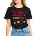 thumbnail image 1 of Festive J'liffy Jerry CHINOS T-Shirt for Women - Short Sleeve Holiday Tee with Cookie & Snowflakes, 1 of 5