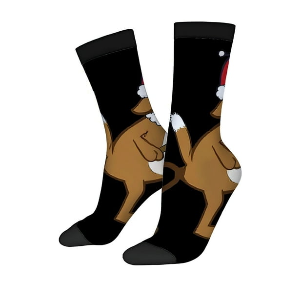 Festive Kangaroo Socks - 2 Pairs of Unisex Trendy Socks with Playful Cartoon Design Perfect for All Seasons