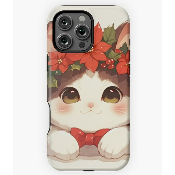 Festive Kitty Cat Christmas Holiday Pet Phone Case for iPhone 16 15 14 13 12 11 Pro Max Cool Aesthetic Phone M97