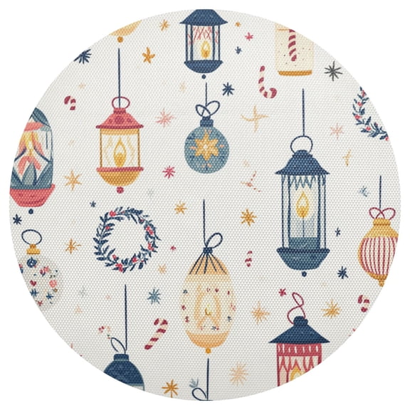 Festive Lanterns and Decorations 15.4in Diameter PVC Plate Mat, Heat-Resistant and Cuttable, Kitchen Decor