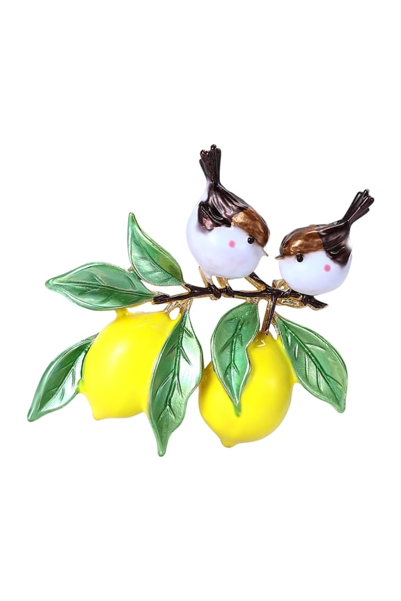 Festive Lemon Bird Cartoon Brooch Enameled Jewelry Party Wear Decorative Corsage Pin For Women Men Outfits