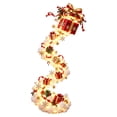thumbnail image 1 of Festive Lighted Christmas Wall Decoration with a Red Gift Box with a Gold Bow, Cascading LED Hanging Pendant for the Hallway, Doorway and Staircase Wall Decor (Scarlet Gold), 1 of 5