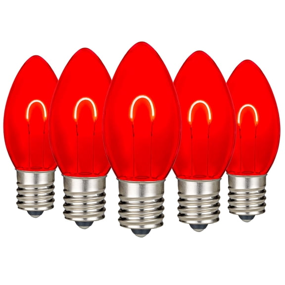 Festive Living 25 Pack Red C9 LED Replacement Bulbs – Dimmable U-Shaped Flex Filament, Shatterproof Plastic C9 Bulbs, E17 Intermediate Base for Christmas String Lights & Outdoor Patio Lighting