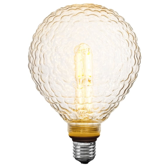 Festive Living Dimpled Dawn G125   T25 LED Filament Indoor/Outdoor Covered Patio Pendent Edison Replacement Bulbs, Warm White 2700K, E26 Medium Base, 4 Watt