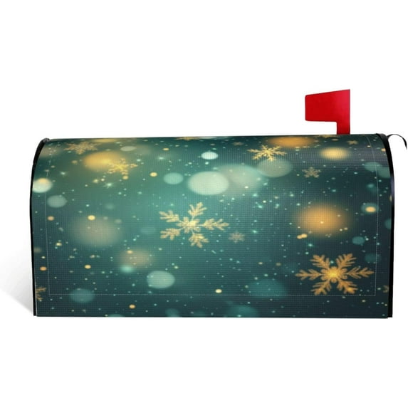 Festive Magnetic Mailbox Cover Snowflake Winter Outdoor Mailbox Protector Holiday Seasonal Decorative Garden Yard Home Large Size 25.5 x 21 Inch