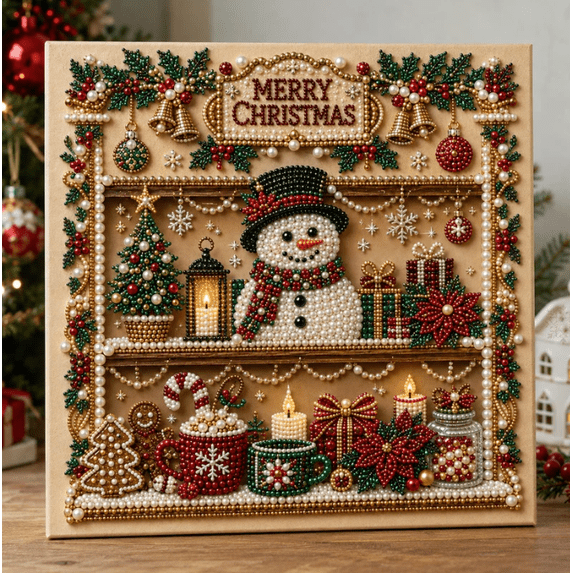 Festive Merry Christmas DIY Diamond Pearl Art Making Kit
