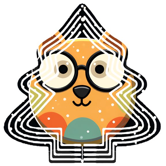 Festive Metal Hanging Christmas Tree Wind Spinner - Colorful Dog Design with Cheerful Expression Perfect for Yard & Garden Decor