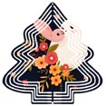 thumbnail image 1 of Festive Metal Hanging Christmas Tree Wind Spinner - Vibrant Floral Design with Cheerful Rabbit Perfect for Yard & Garden Decor, 1 of 7