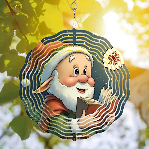 Festive Metal Hanging Wind Spinners with Wavy Pattern Design - Charming Wind Chimes for Yard and Garden Decor