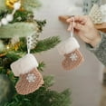 thumbnail image 1 of Festive Mini Stocking Decor - 10cm Hanging Socks for Holiday Mantel/Tablescape (Rope Embellished), 1 of 6