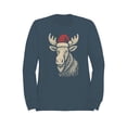 thumbnail image 1 of Festive Moose with Santa Hat Men's Sweatshirt, 1 of 3