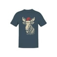 thumbnail image 1 of Festive Moose with Santa Hat Men's T-shirt, 1 of 3