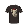 thumbnail image 1 of Festive Moose with Santa Hat Men's T-shirt, 1 of 3