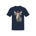 thumbnail image 1 of Festive Moose with Santa Hat Men's T-shirt, 1 of 3