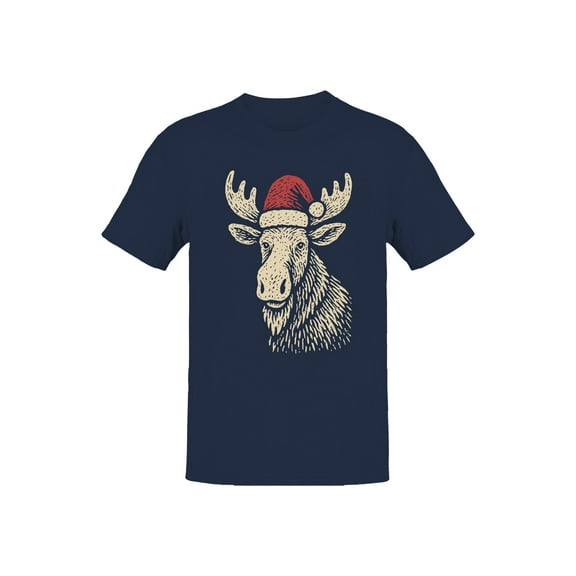 Festive Moose with Santa Hat Men's T-shirt