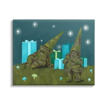 Festive Mossy Garden Gnomes Grassland Christmas Gifts Fairy Tales & Fantasy Painting Gallery-Wrapped Canvas Print Wall Art