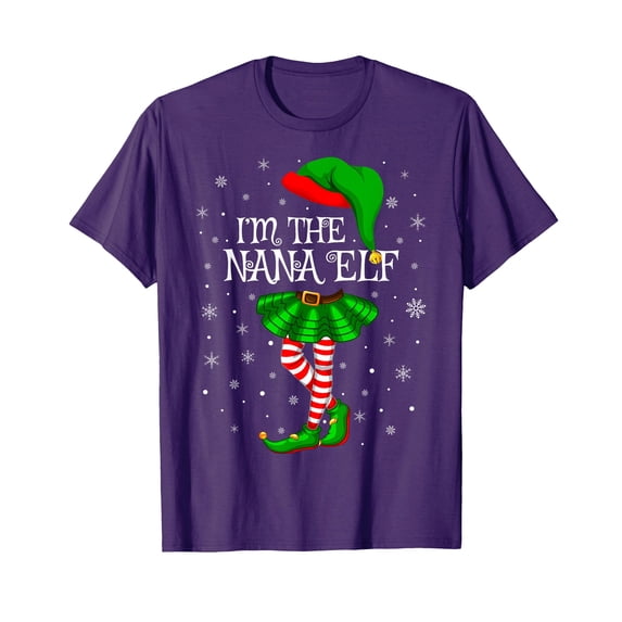 Festive Nana Elf Graphic T-Shirt for Family Holiday Gatherings