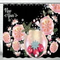 thumbnail image 1 of Festive New Year's Black Shower Curtain with Snowflakes & Baubles, 1 of 5