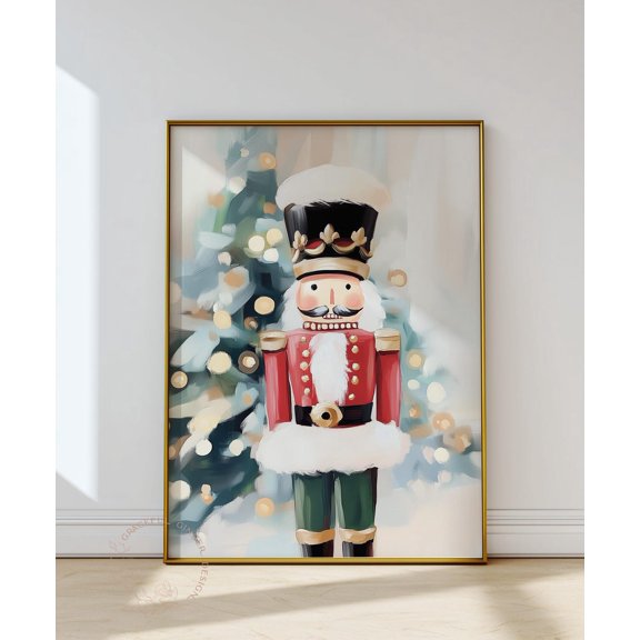 Festive Nutcracker Print: Christmas Wall Art, Holiday Decor #623, Unframed Poster Size 24x36