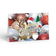 Festive Ornament Christmas Cards - 12 Cards with Envelopes - Holiday Cards - B18