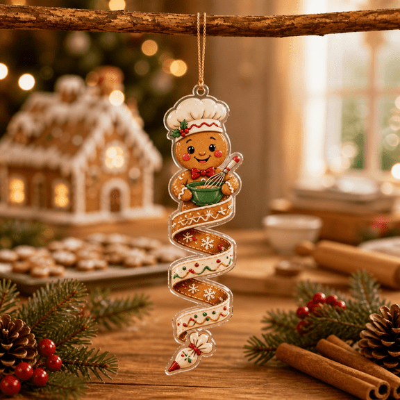 Festive Ornament Gingerbread Baker Ribbon Christmas Decor