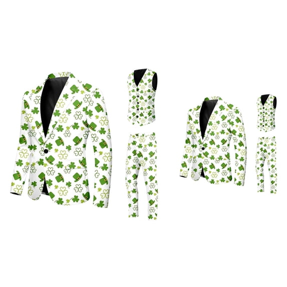 Festive Paddy Pattern Three Piece Suit - Classic Slim Fit Herringbone Jacket Trousers Vest Set Retro Tweed Men's Suits Groom Tuxedo Prom Brown Grey Blazer Pants