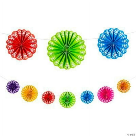 Festive Paper Fan Garland, Cinco de Mayo, Party Decor, 1 Piece
