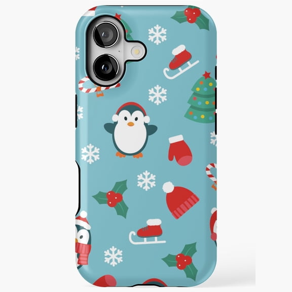 Festive Penguins Holiday Pattern Phone Case 17 16 15 14 13 12 11 Pro Max