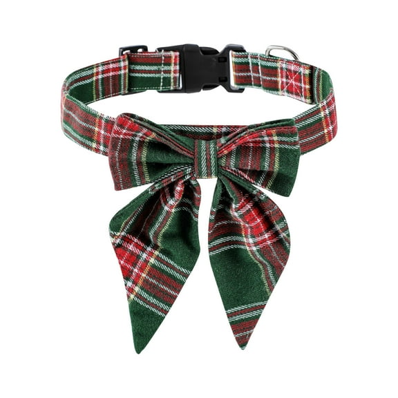 Festive Pet Collar with Bow for Small Medium Dogs – Christmas Winter Holiday Decorative Dog Collar, Soft Comfortable Knit Design