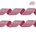 thumbnail image 1 of Festive Pink Glitter Mesh Christmas Ribbon 2.19 Yards x 1.97 Inches, Wired Edge for DIY Crafts, 1 of 8