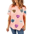 thumbnail image 1 of Festive Pink Graphic Tee with Sequin Heart Patches - Casual Style - [ZhiHiMeRi] | (US24-26)3XL, 1 of 6
