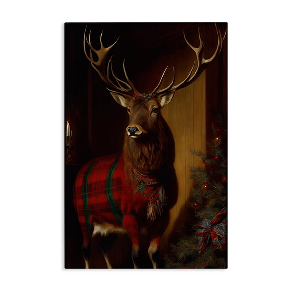 Stupell Industries Festive Plaid Deer Canvas Wall Art, design by Sasha