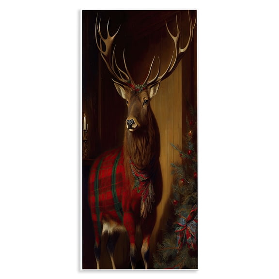 Stupell Industries Festive Plaid Deer Wall Plaque Art, design by Sasha