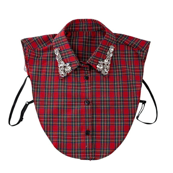 Plaid Fake Collar – Detachable Christmas Clothing Accessory, Perfect for Winter Outfit Enhancement, Adds Holiday Charm to Sweaters, Blouses & Dresses with Timeless Plaid Pattern
