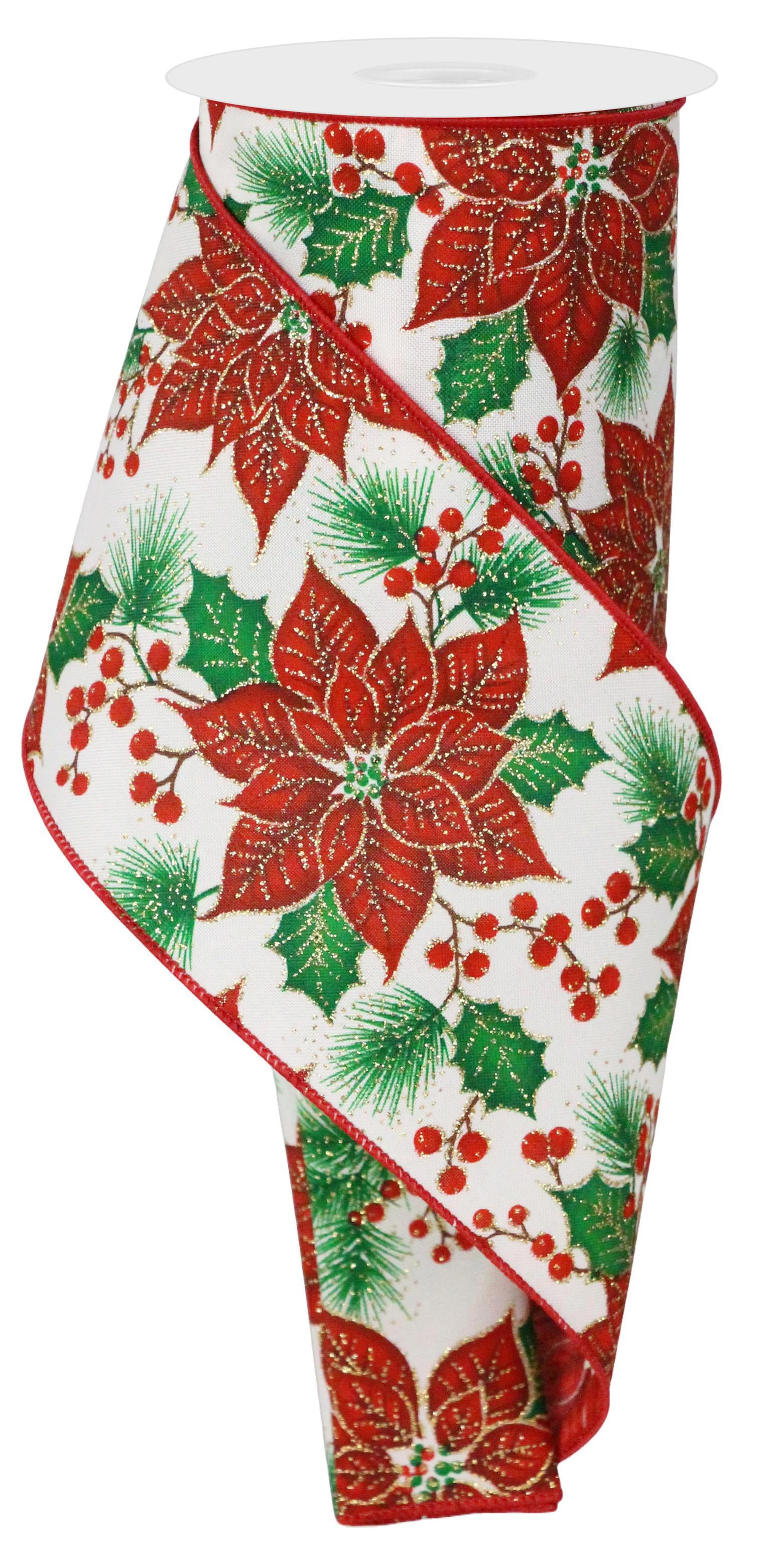 Festive Poinsettia Christmas Tree Ribbon - 4