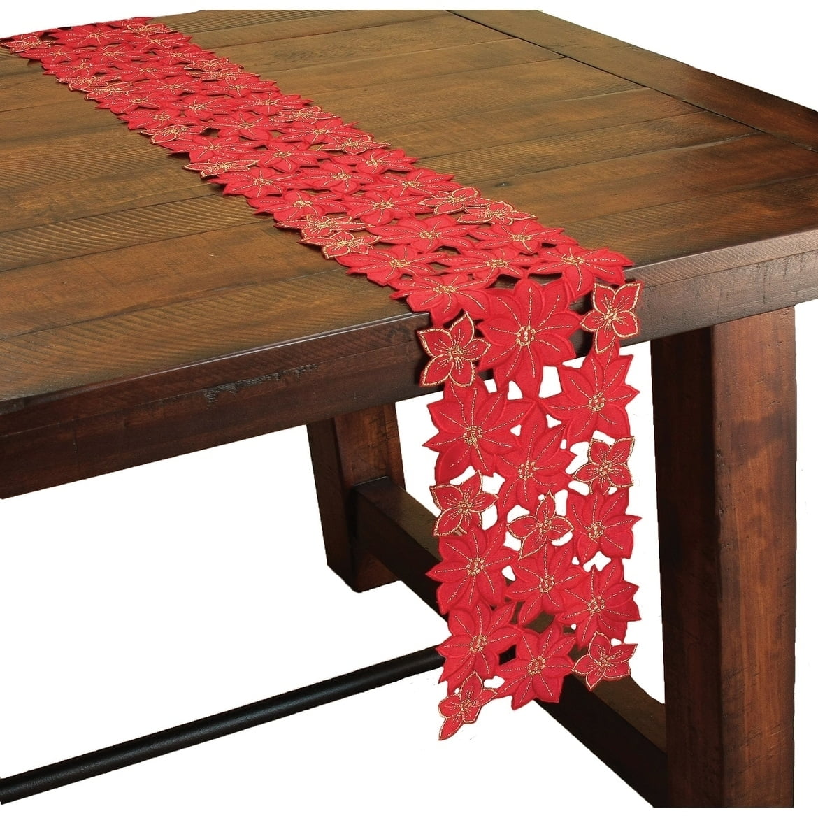 Festive Red and Green Polyester Holiday Table Runner, 62" x 8"