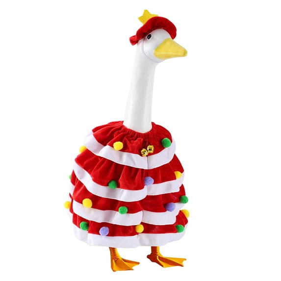 Festive Porch Goose Clothes Set, 15.9-Inch Christmas Tree Goose Outfit for Outdoor Lawn Decoration, Holiday Gift and Keepsake for Garden Goose Lovers