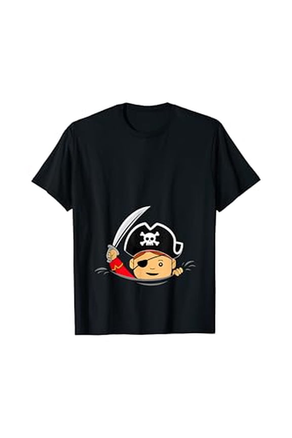 Festive Pregnant Pirate Character T-Shirt Halloween Expecting Mom Style
