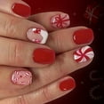 thumbnail image 1 of Festive Press On Nails Set 24Pieces Christmas Snowflake Glitters Designs Quick Wear Fake Nails Easy Application ABS Build, 1 of 8