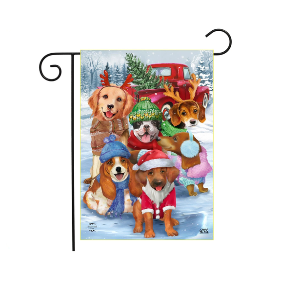 Festive Pups Flag 12x18 POLE NOT INCLUDED Garden Flag
