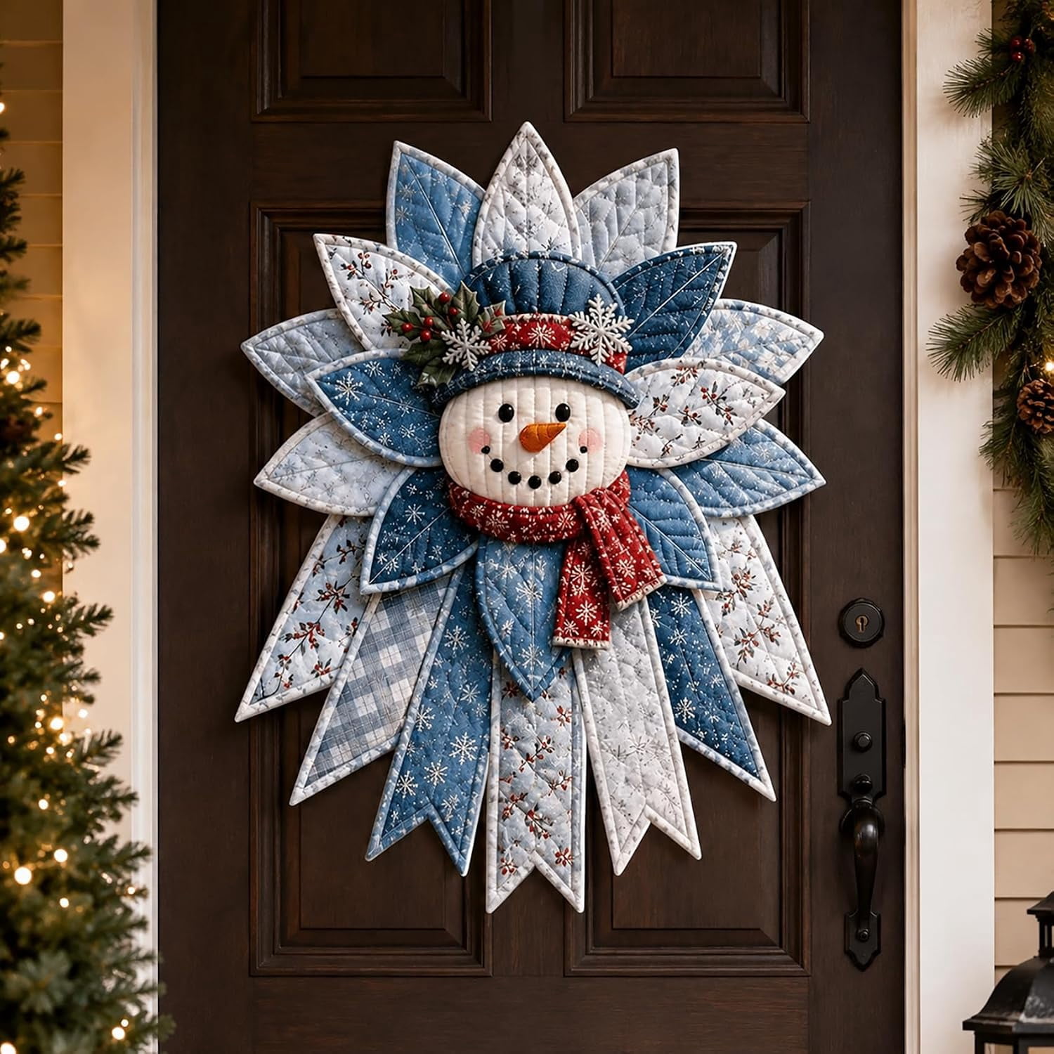 Festive Quilted Christmas Door Hanging DIY Sewing Kit, 3D Padded
