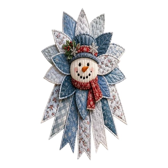 Festive Quilted Christmas Door Hanging DIY Sewing Kit, Christmas Quilted Bow DIY Kit with Fabric, Batting, Thread, Templates & Instructions, Patchwork Hanging Decor Kit for Door Wall Display