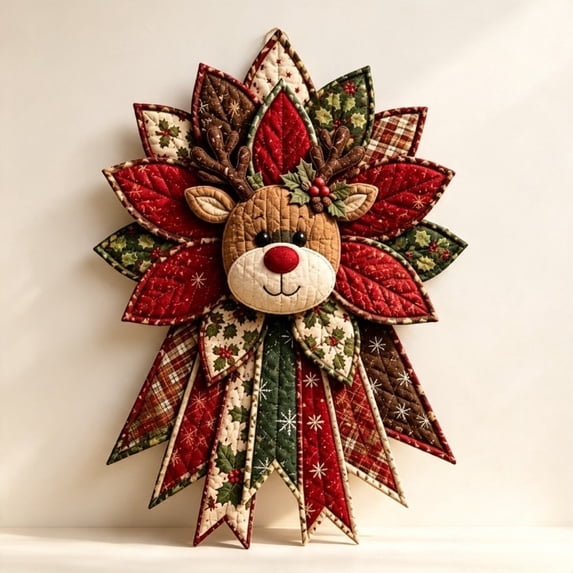 Festive Quilted Christmas Door Hanging DIY Sewing Kit,Scarlet Cardinal Song | 3D Padded Patchwork Sewing Set for Beginners, DIY Christmas Fabric Wall Hanging Kit