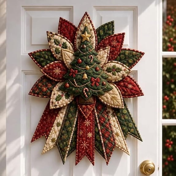 Festive Quilted Christmas Door Hanging DIY Sewing Kit,Scarlet Cardinal Song | 3D Padded Patchwork Sewing Set for Beginners, DIY Quilted Christmas Tree Kit, Gift for Craft Lovers