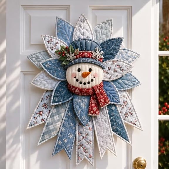 Festive Quilted Christmas Door Hanging DIY Sewing Kit,Scarlet Cardinal Song | 3D Padded Patchwork Sewing Set for Beginners, DIY Quilted Christmas Tree Kit, Gift for Craft Lovers
