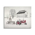 thumbnail image 1 of Festive Red Christmas Tractor Niveous Countryside Flurries Landscape Painting Gallery-Wrapped Canvas Print Wall Art, 1 of 5
