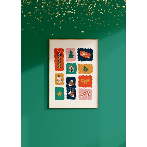 Festive Red Green Seasonal Unframed Paper Print